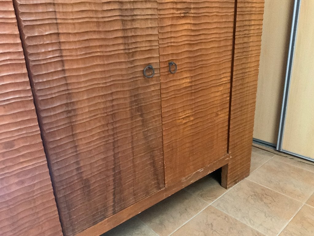 Kast Lombok houtsnijwerk - massief teak, Ophalen, Gebruikt, 100 tot 150 cm, Teakhout