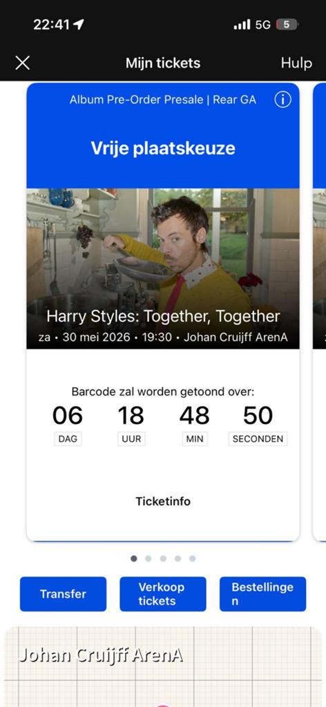 Harry Styles tickets, Eén persoon, Ticket of Toegangskaart