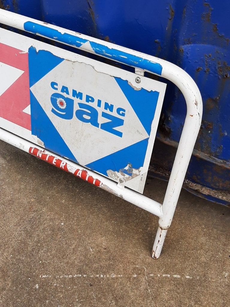 Groot stoer reclamebord BUTAGAZ camping gaz., Ophalen, Reclamebord, Gebruikt, .
