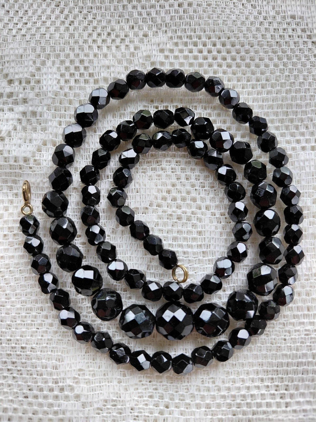 Jaren '50 Ketting Facet Geslepen Git, 60 cm., Ophalen of Verzenden, Overige materialen, Ketting