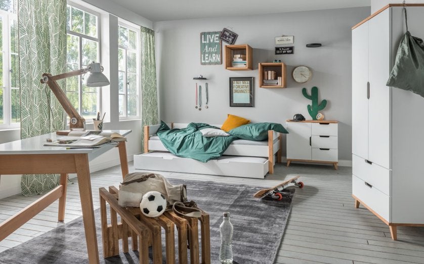 Infans Color kajuitbed - 90x200 - Wit/beuken, Niet ingevuld, Niet ingevuld, Niet ingevuld