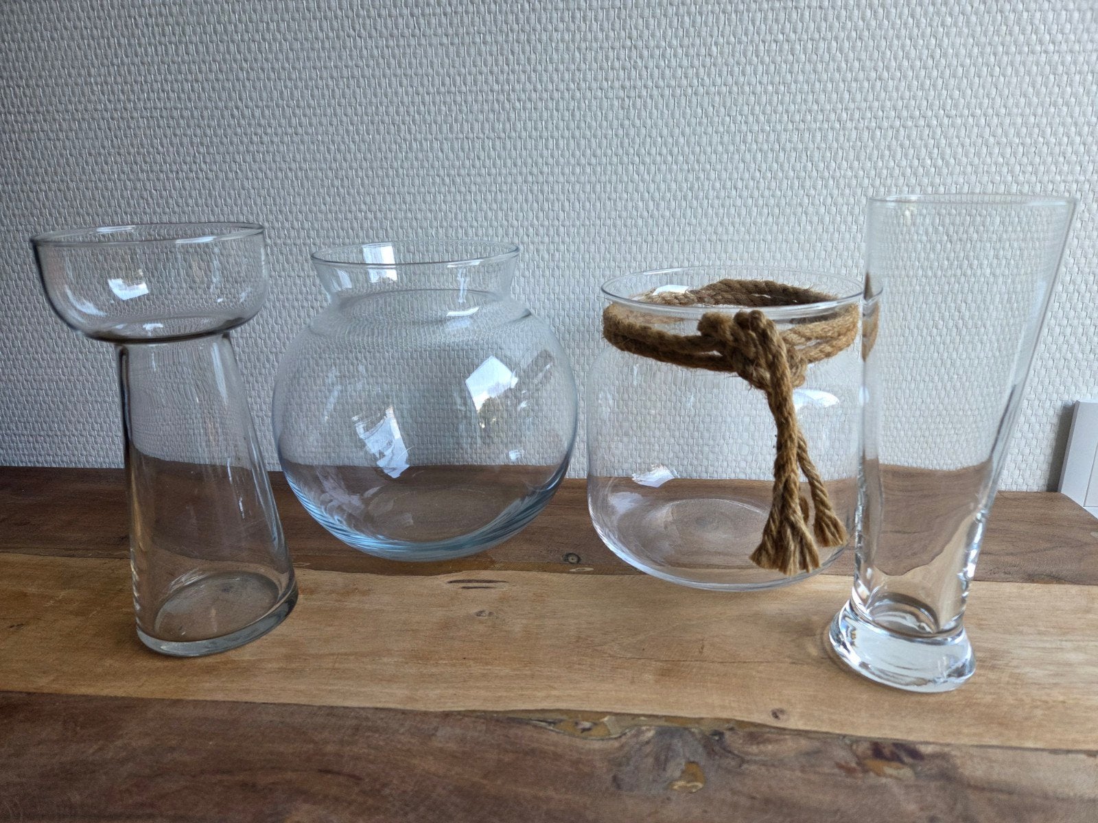 Diverse glazen vaasjes - Gratis af te halen, Huis en Inrichting, Ophalen, Gebruikt, Met patroon/structuur, Transparant