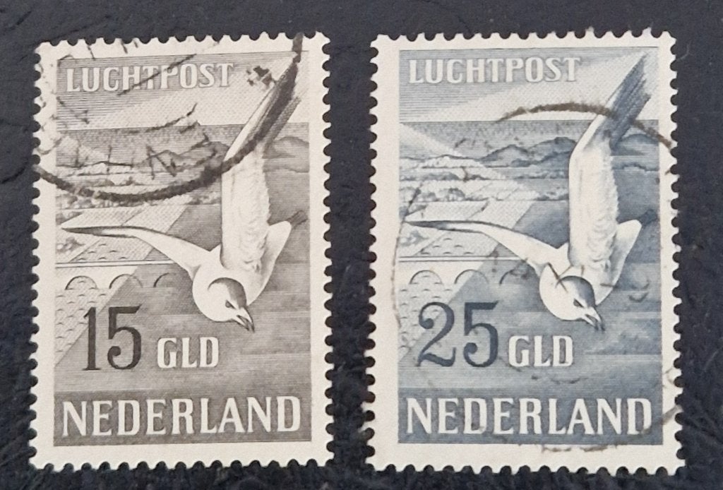 Nederland 1951 - NVPH LP12-LP13  - Luchtpost Zeemeeuw, Postzegels en Munten, Ophalen of Verzenden, Na 1940, Gestempeld
