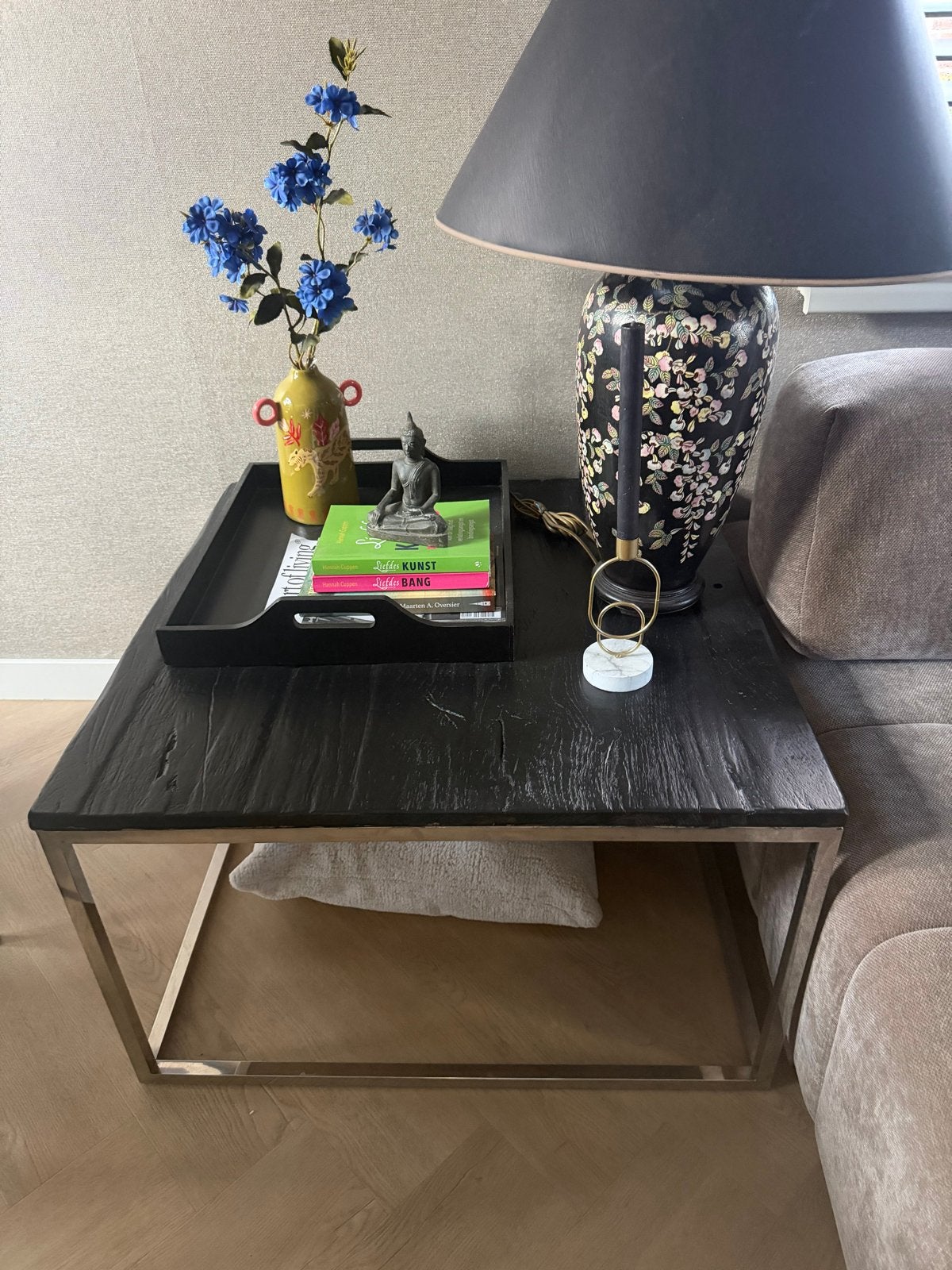 ROFRA salontafel met zwart geschilderd houten blad, Huis en Inrichting, Ophalen, Gebruikt, 50 tot 100 cm, Overige houtsoorten