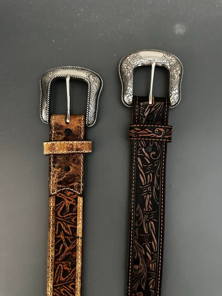 Tony Lama Western Riemen - 36 inch, Ophalen, Bruin, Echt leder, 90 tot 100 cm