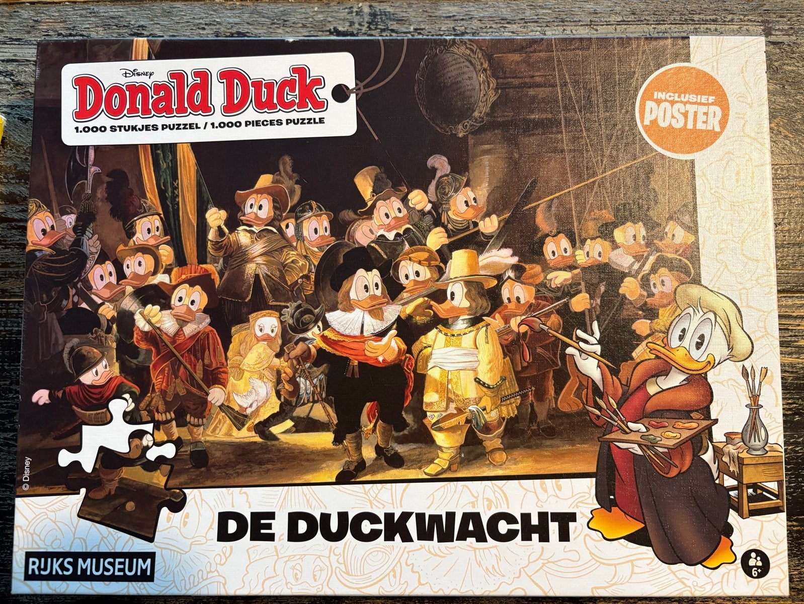 Donald Duck De Duckwacht 1000 stukjes puzzel Rijksmuseum, Ophalen of Verzenden, Meer dan 50 stukjes, Nieuw, 6 jaar of ouder