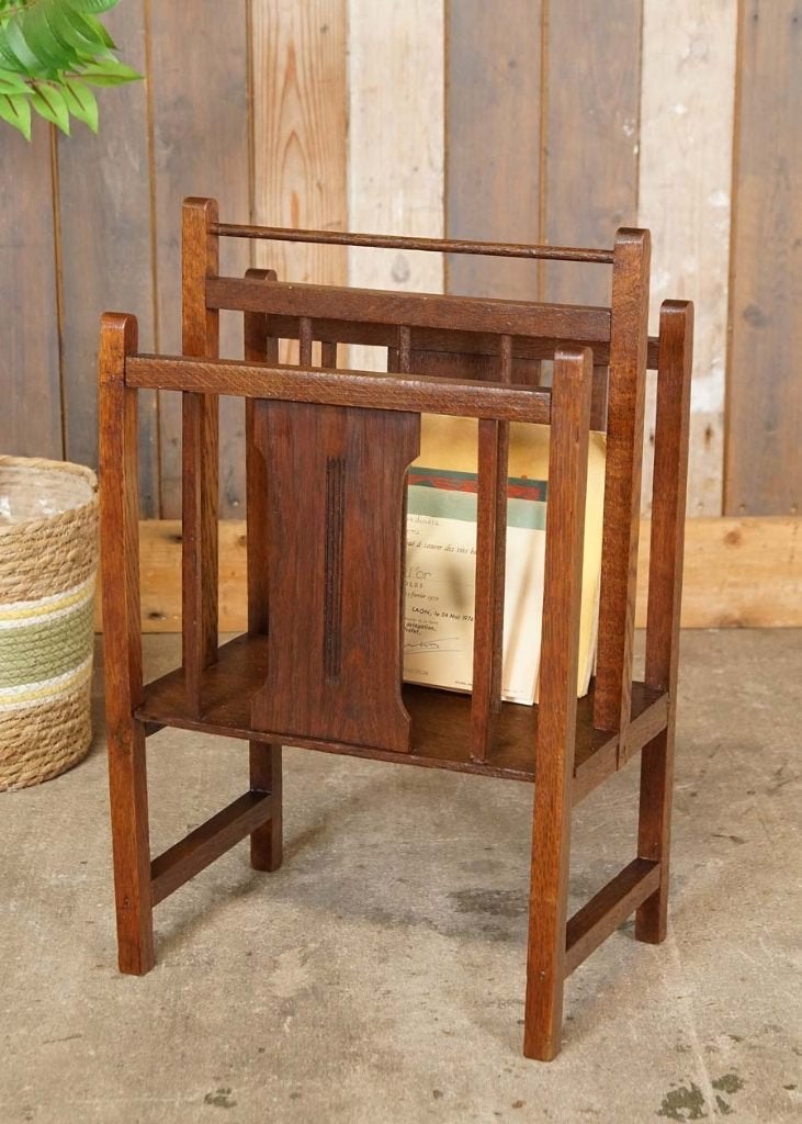 Oude klassieke houten lectuurstandaard magazinehouder, Gebruikt, --, Ophalen of Verzenden, --