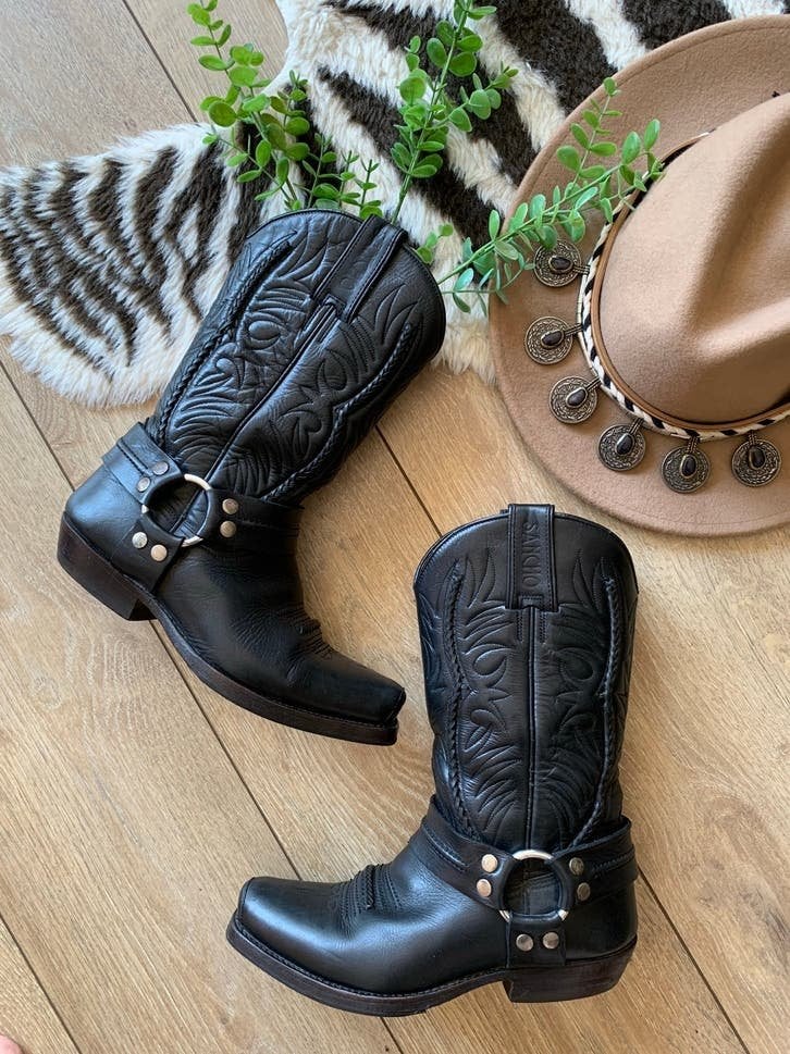 Sancho bikerboots 37 western boots bohemian laarzen, Kleding | Dames, Schoenen, Hoge laarzen, -, Zwart, -