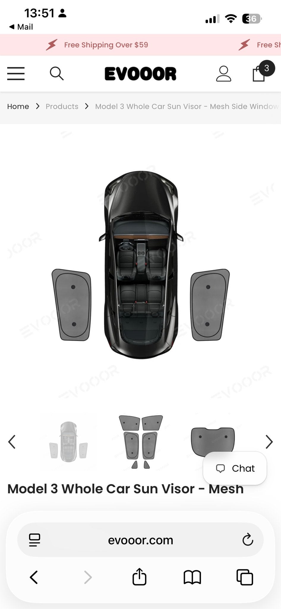 Tesla Model 3 Zonnescherm Set - Evooor (merk), Ophalen of Verzenden, Nieuw