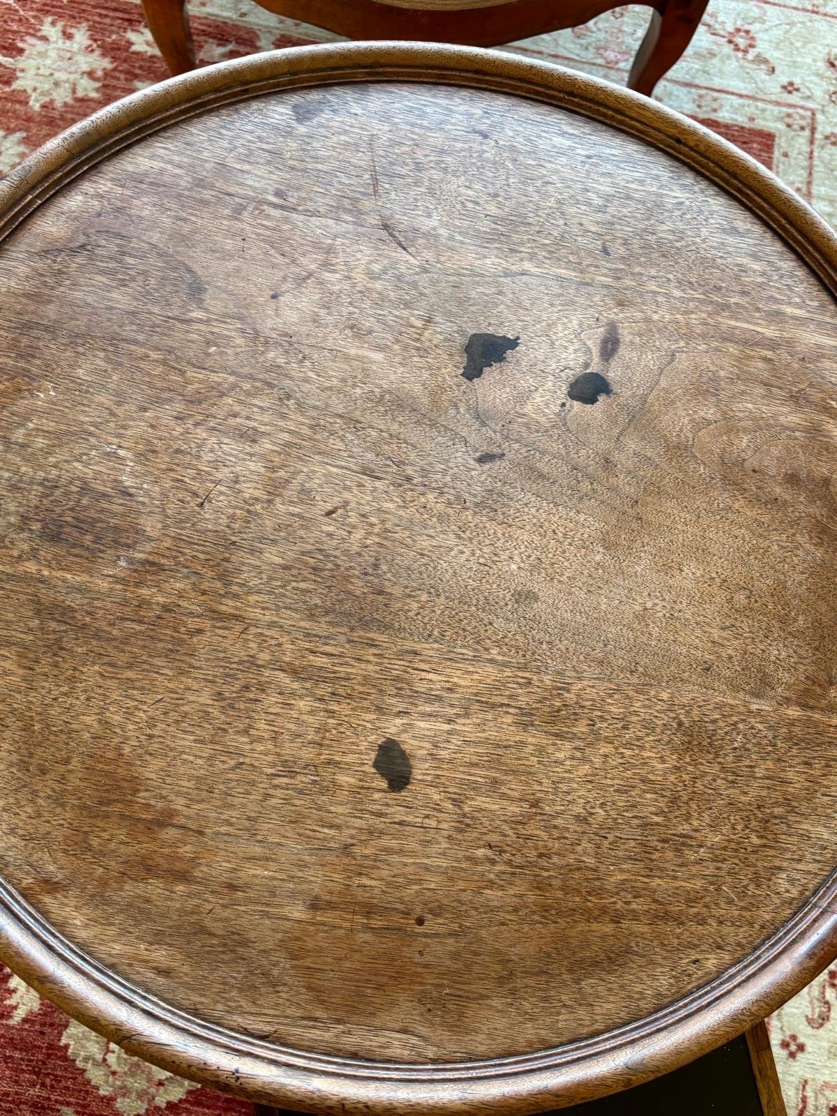 Antieke bijzettafel met draaiplateau en uitschuifbare plankj, Ophalen