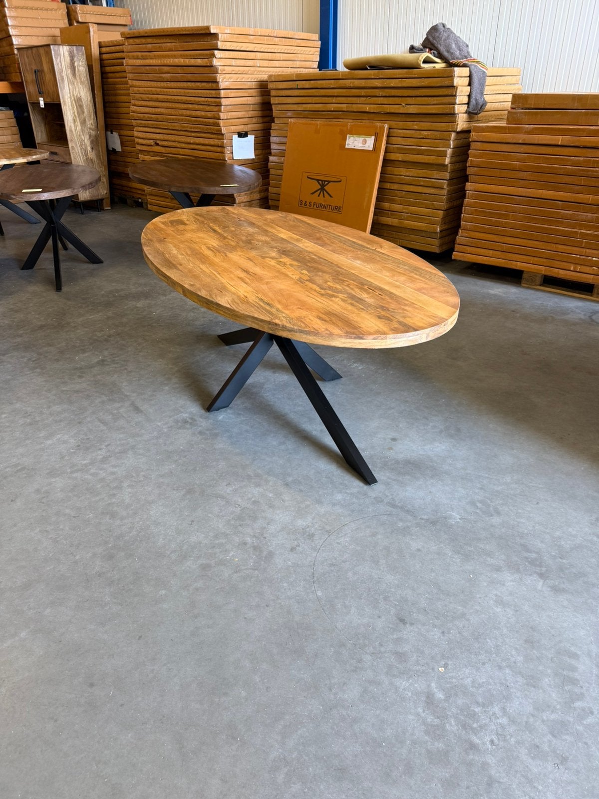 Ovale eettafel mango hout 220x110 nieuw, Ophalen, 100 tot 150 cm, Ovaal, Nieuw