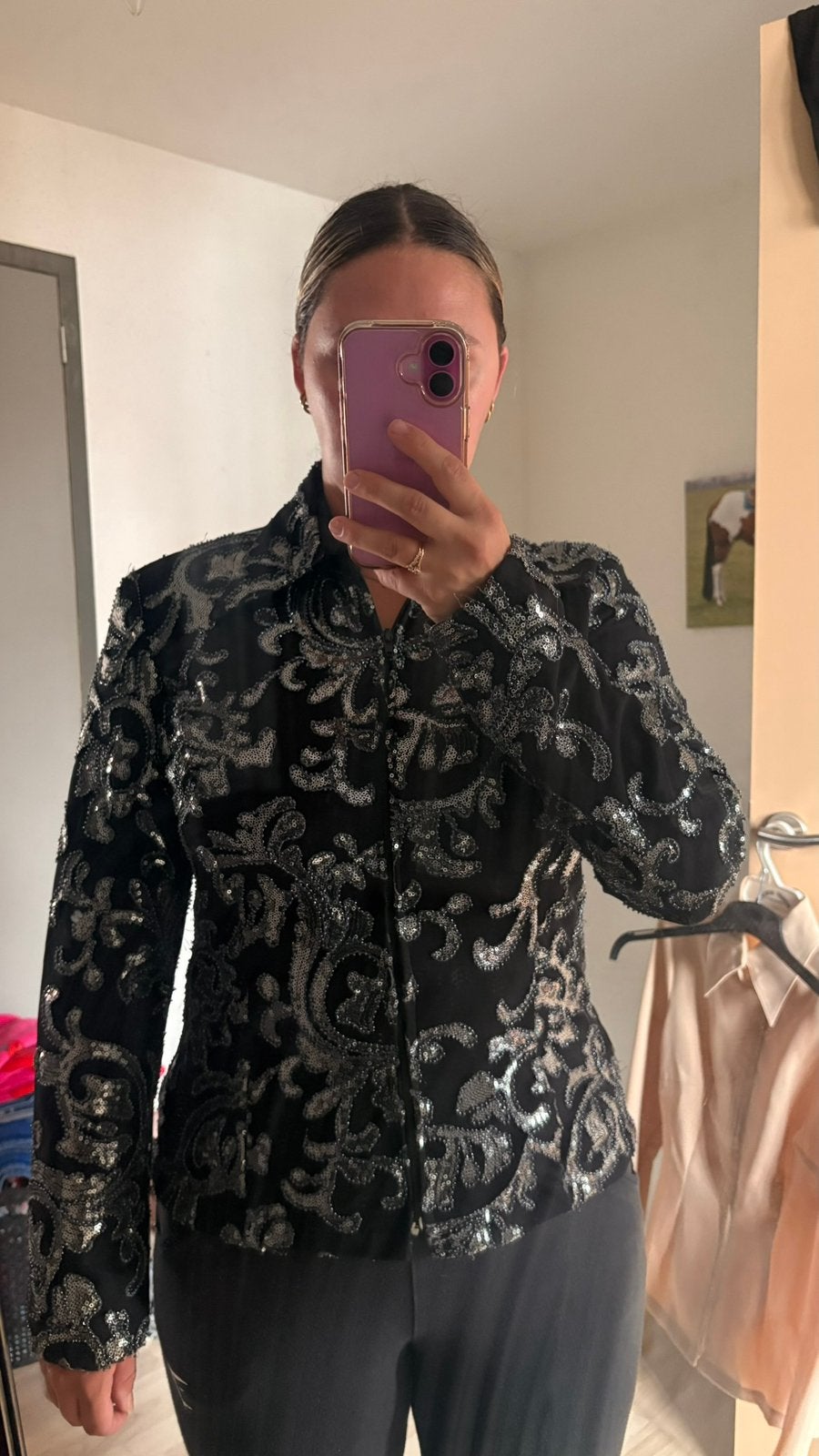 Western show blouse, Dieren en Toebehoren, Ophalen of Verzenden, Zo goed als nieuw, Zwart, Bovenkleding