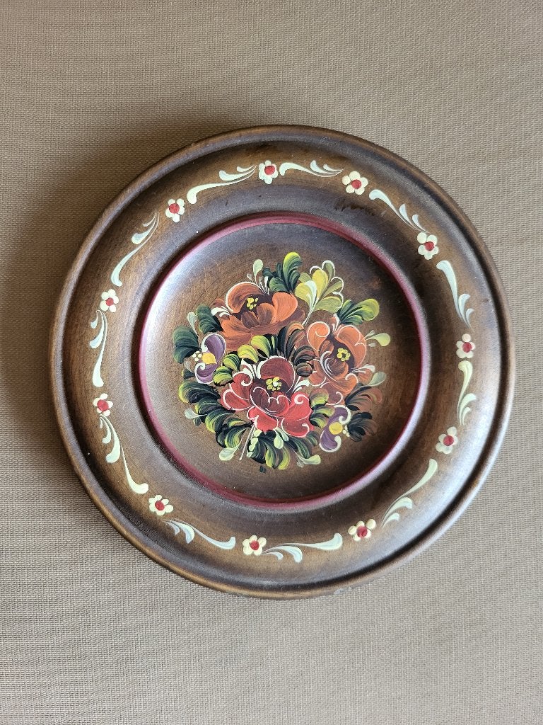 Vintage houten wandbord met handgeschilderde bloemen, Hout, Ophalen of Verzenden, Zo goed als nieuw, Wandbord of Wandpaneel