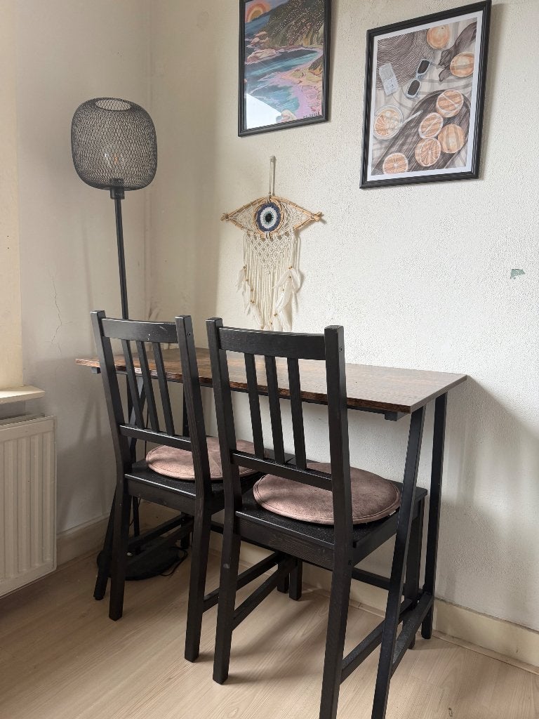 Bureau met stoelen, Ophalen, Gebruikt, Metaal, 50 cm