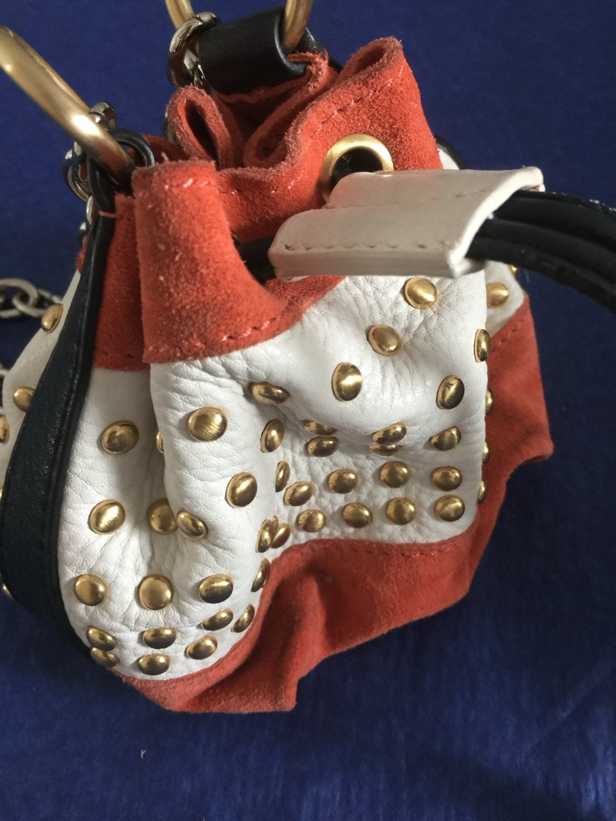 Diane von Furstenberg klein leren tasje met ketting, Ophalen of Verzenden, Zo goed als nieuw, Wit, Schoudertasje