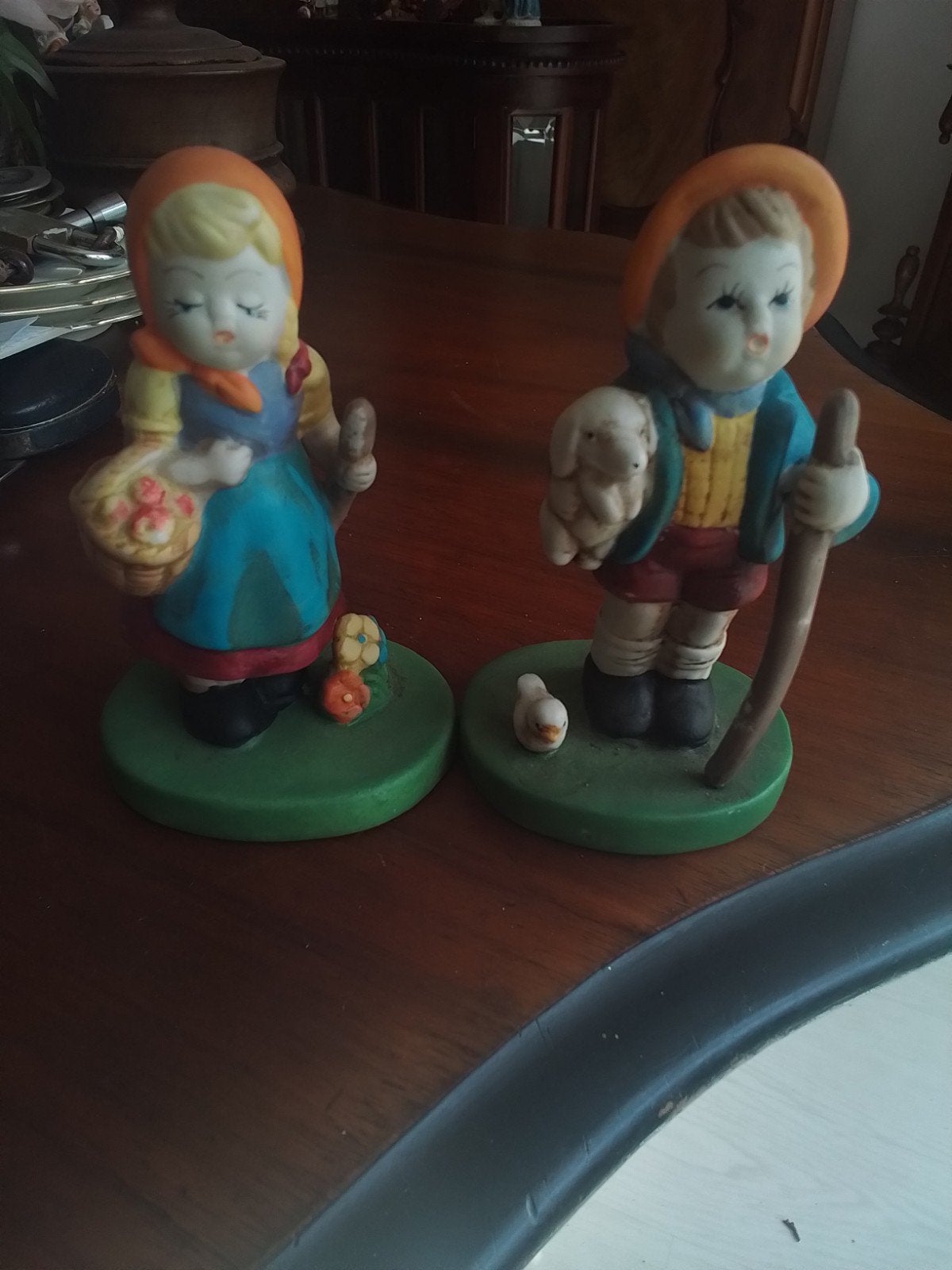 Set beeldjes jongen en meisje, Ophalen of Verzenden, Gebruikt, Mens