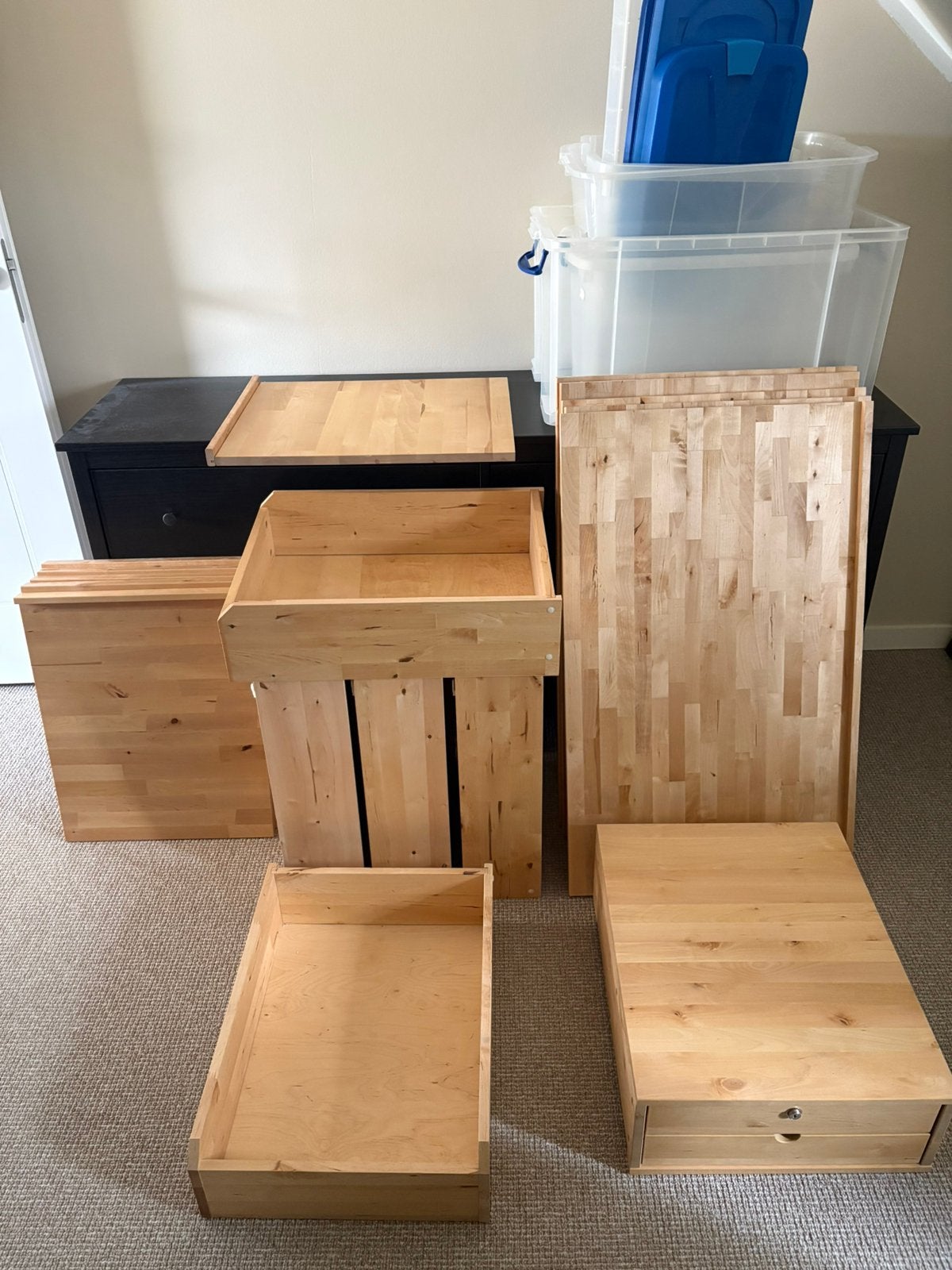 Planken, lades en ladekast voor pax kasten (massief hout), Ophalen, Zo goed als nieuw