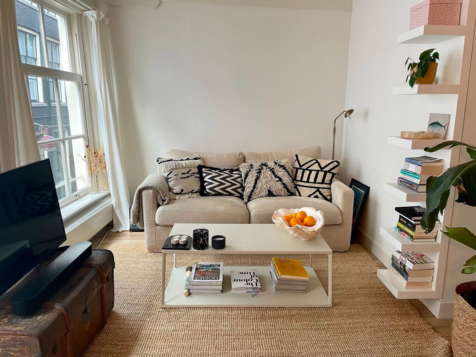 UrbanSofa Cambridge 2,5 zits bank Belgisch linnen beige, Ophalen, Gebruikt, Driepersoons, 75 tot 100 cm