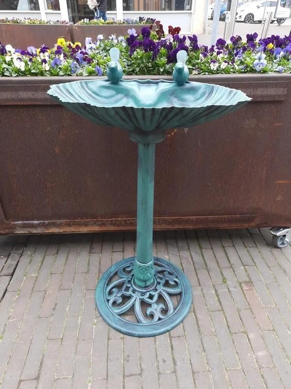 Kunststof waterschaal met voet en 2 vogeltjes –groen – 80 cm, Nieuw, Ophalen of Verzenden, Nvt@nvt.com, Nvt