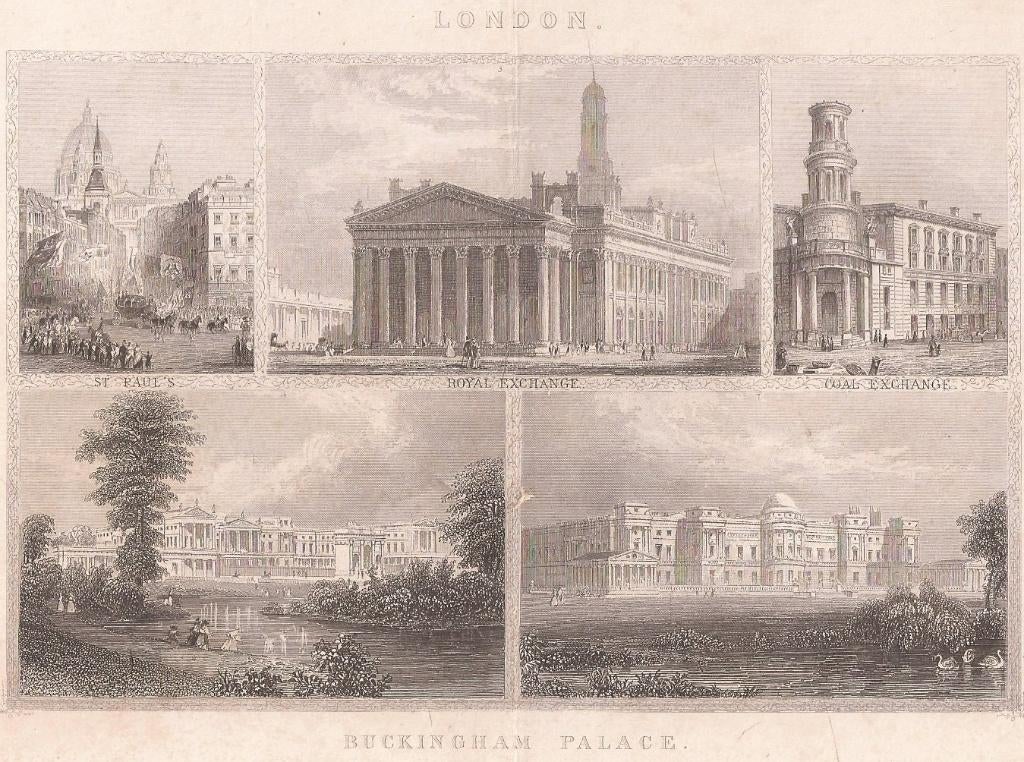 Londen ca. 1850 Blad 5 afb. Buckingham Palace St. Paul's Roy, 1800 - 1899, Stadsgezicht, 12 cm, 17 cm