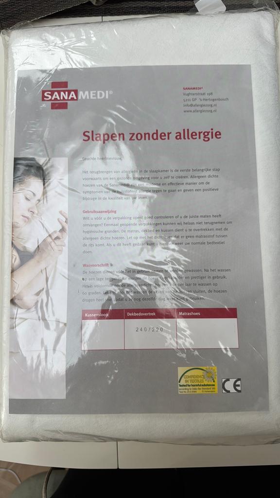 Sanamedi Allergie dekbedhoes, Huis en Inrichting, Slaapkamer | Beddengoed, Ophalen, Zo goed als nieuw, Tweepersoons, Dekbedovertrek