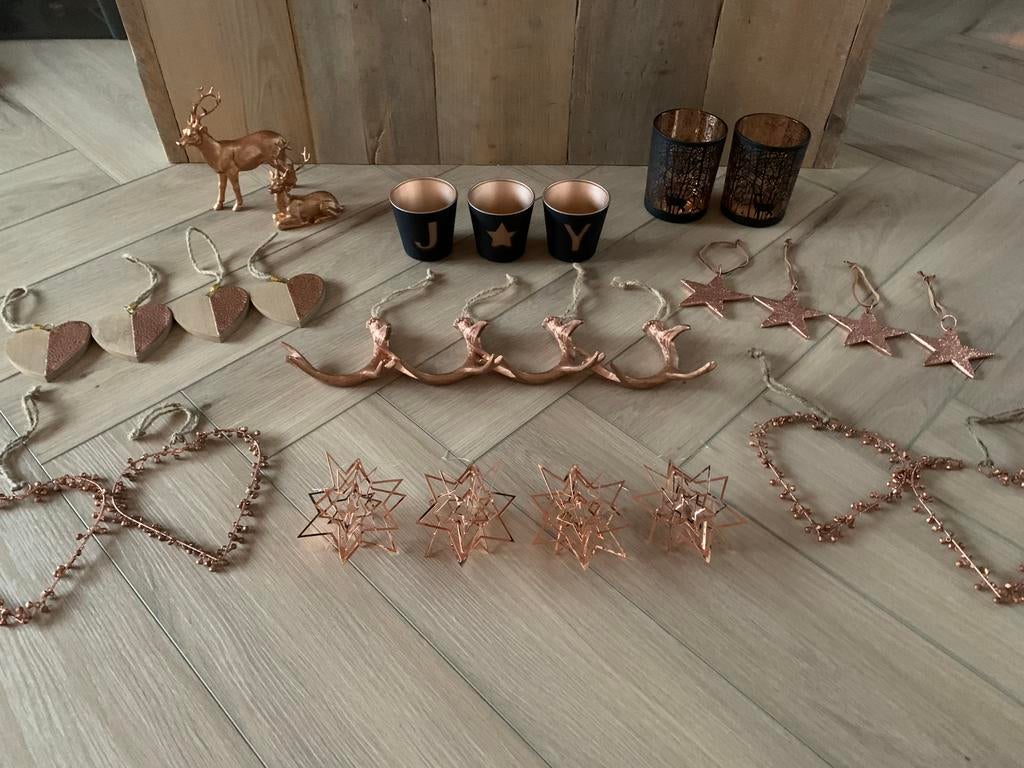 NIEUW! Koper kleurige kerstboom hangers en accessoires., Diversen, Ophalen of Verzenden, Nieuw