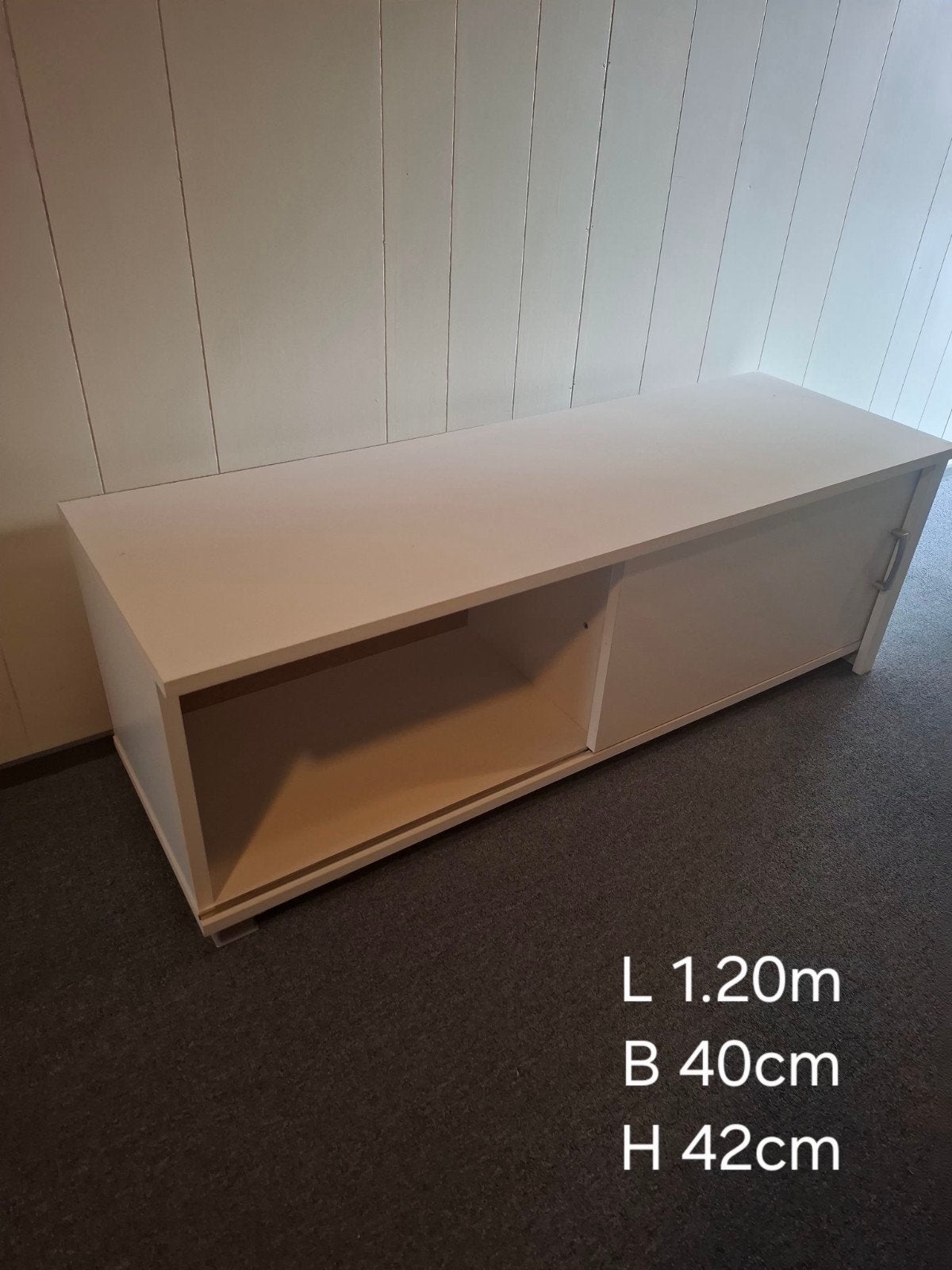 TV-meubel met schuifdeur - Wit, Huis en Inrichting, Ophalen, Gebruikt, 100 tot 150 cm, Minder dan 100 cm