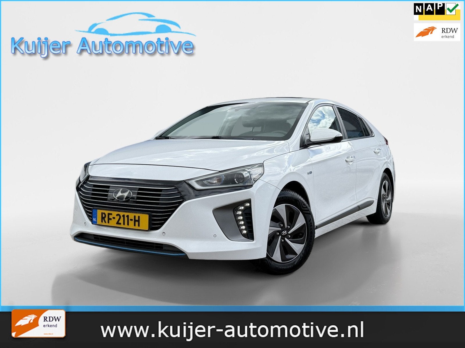 Hyundai IONIQ 1.6 GDi Premium / Leder / Schuifdak / Infinity, 1345 kg, Gebruikt, Wit, Bedrijf