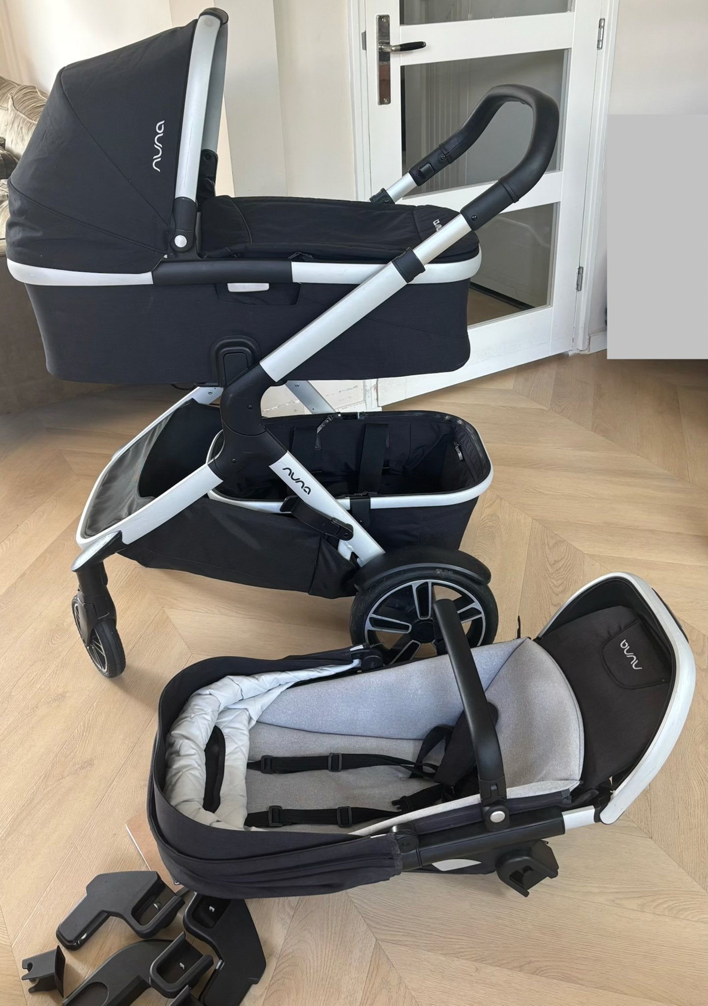 Nuna Demi Grow kinderwagen met reiswieg en zitje, Gebruikt, Duowagen, Combiwagen, Ophalen