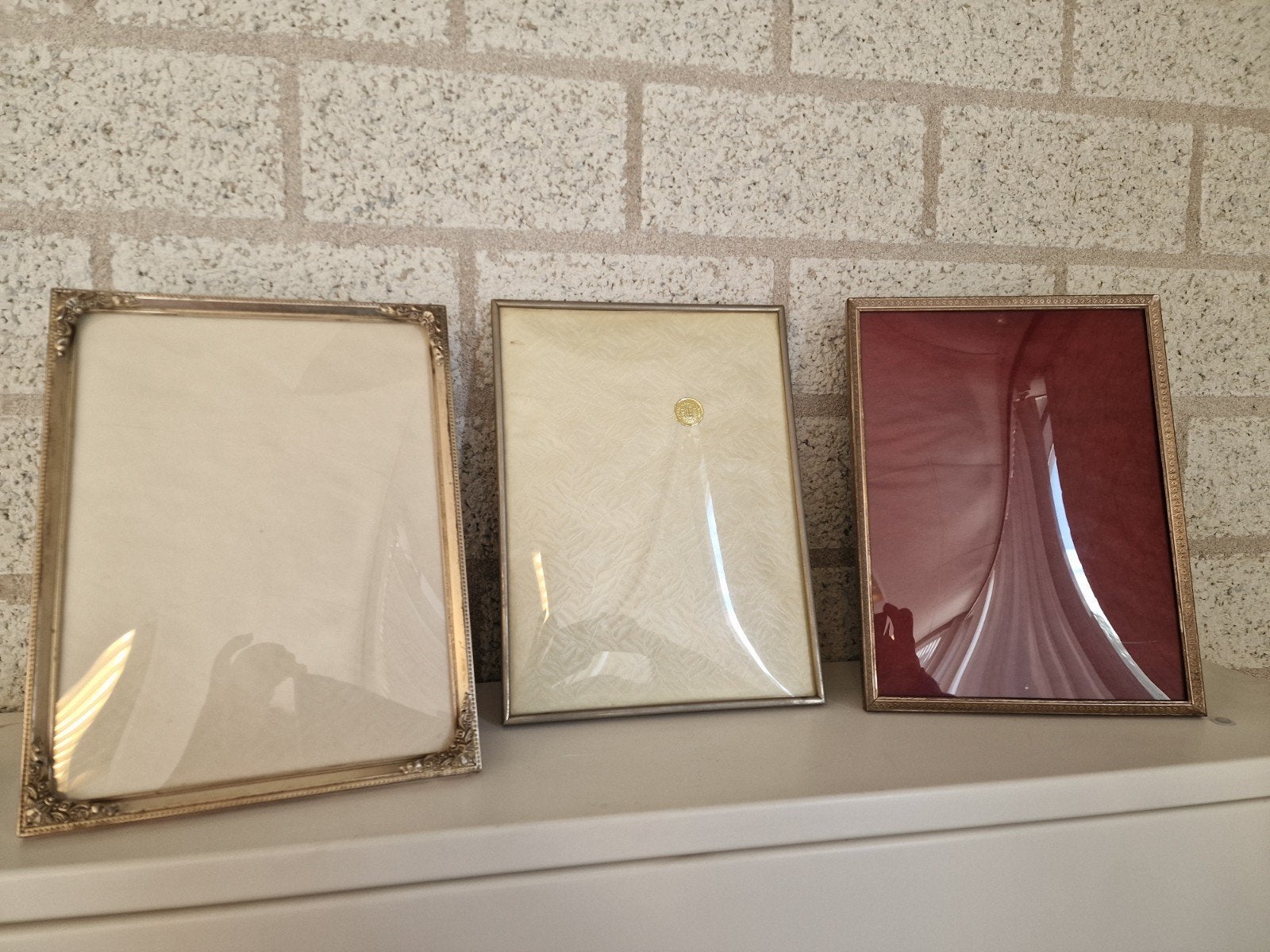 Oude foto lijsten met bol glas, Ophalen of Verzenden, Hout, Minder dan 50 cm, Minder dan 50 cm