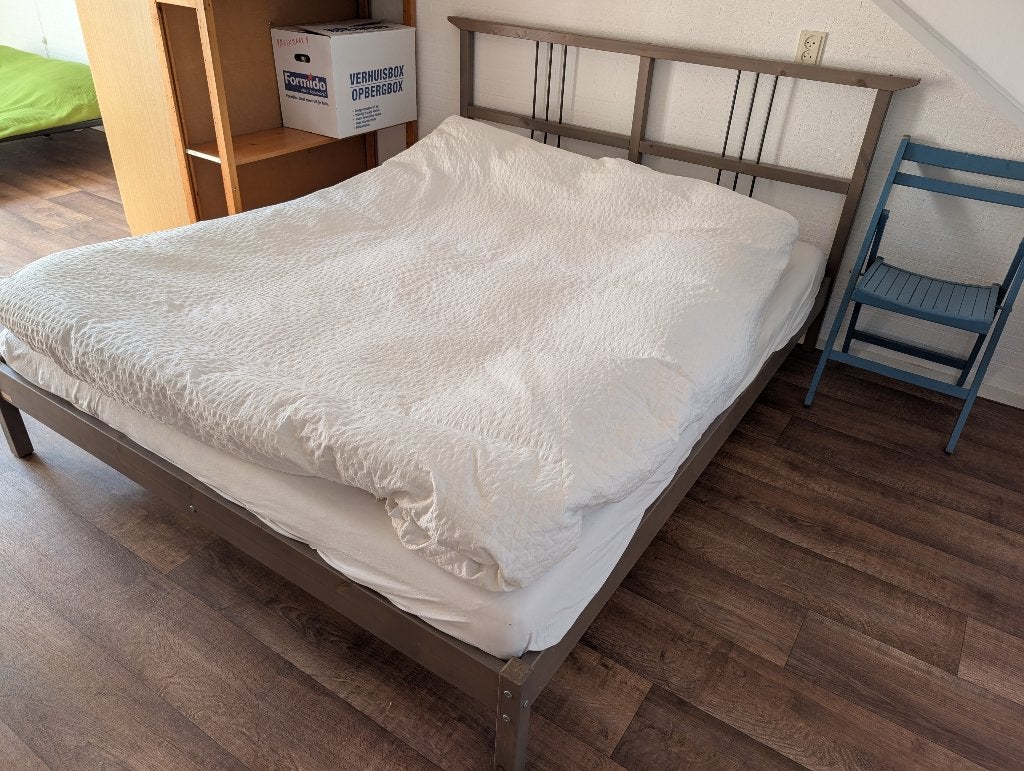 Ikea Rykene 2persoonsbed met lattenbodems, Huis en Inrichting, Ophalen, Tweepersoons, Zo goed als nieuw, 200 cm