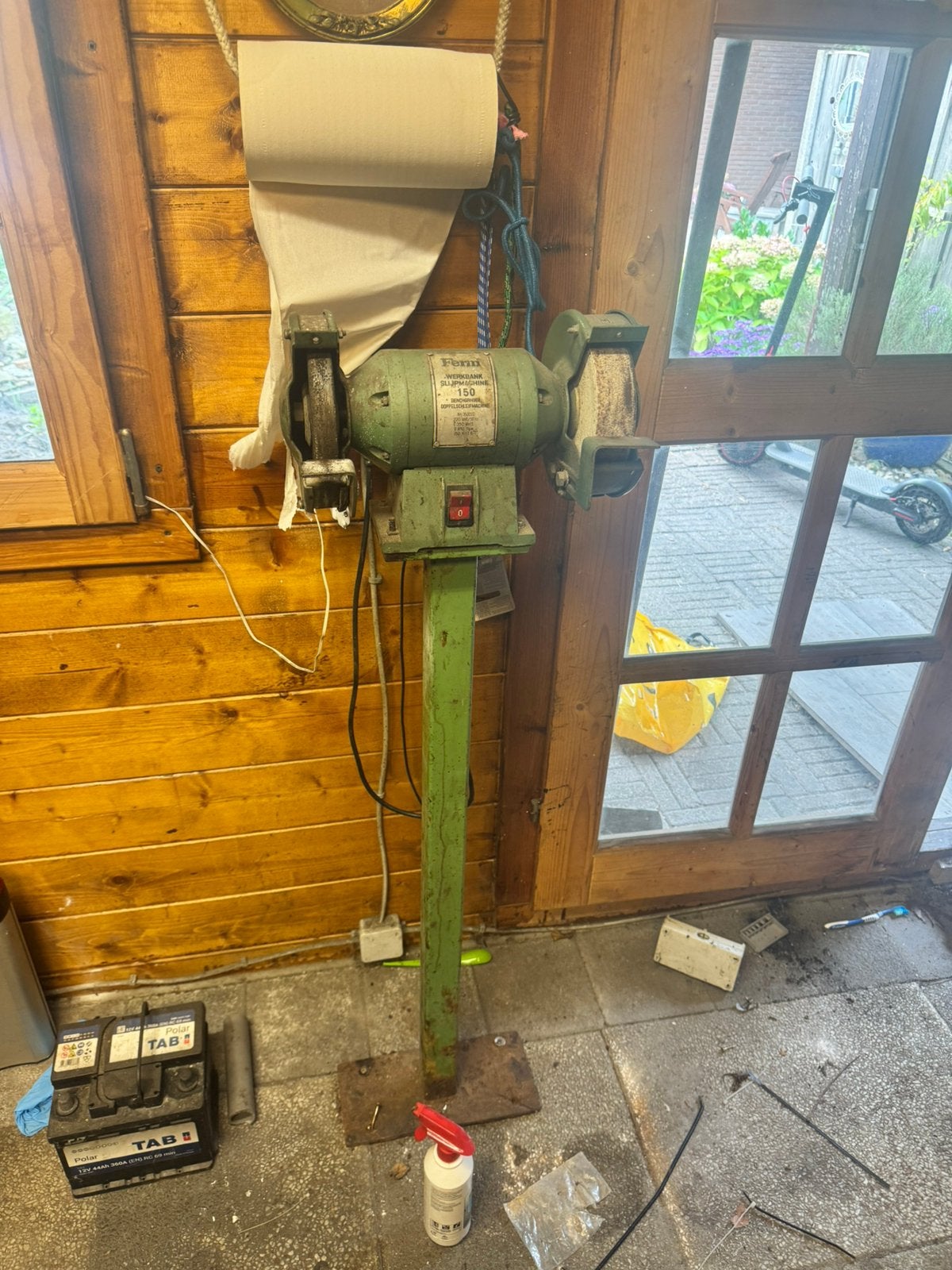 Ferm werkbank slijp machine staand, Doe-het-zelf en Verbouw, Ophalen, Gebruikt, Minder dan 700 watt, Werkbankslijpmachine
