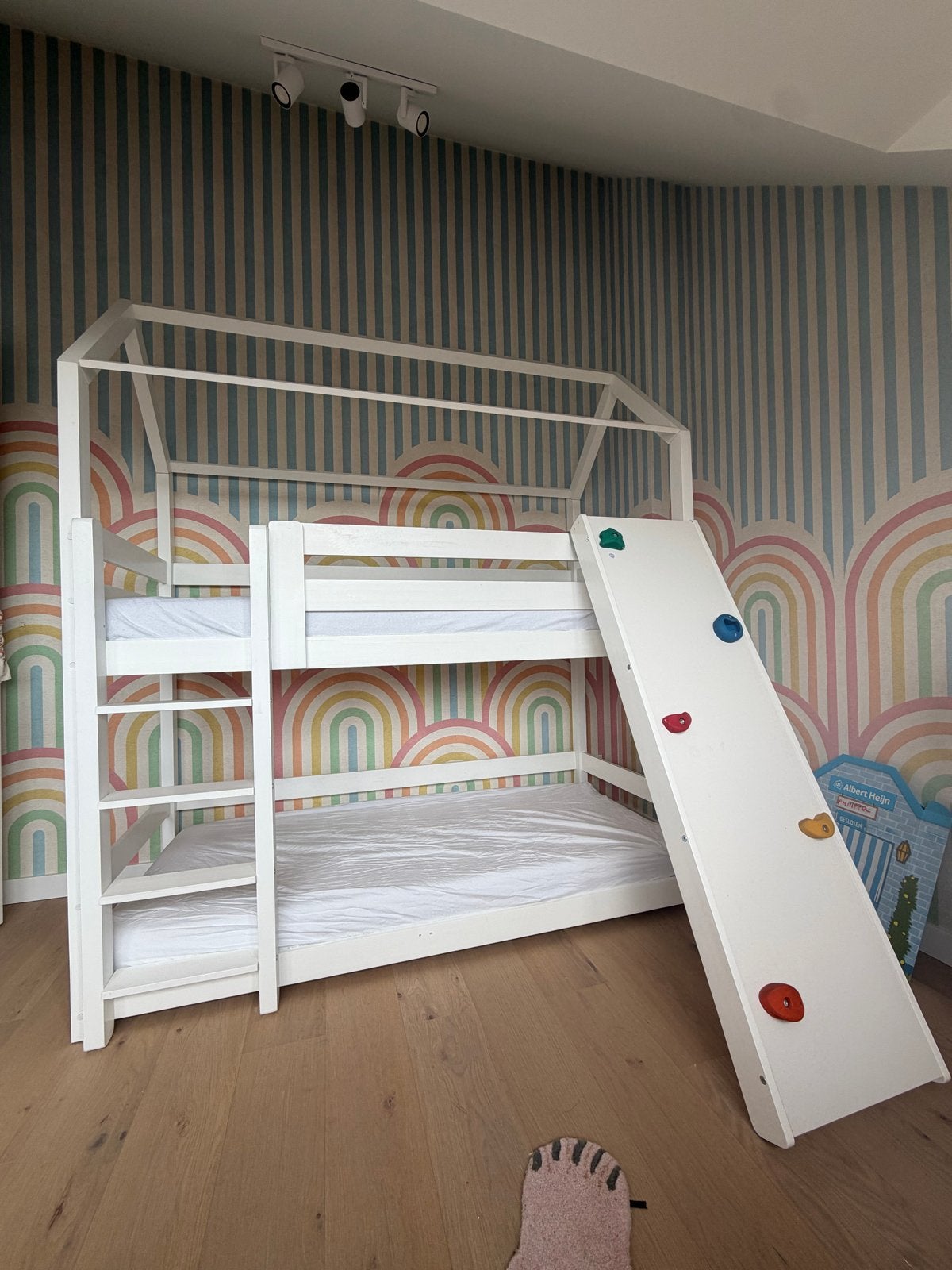 Mooie Halfhoogslaper Petit Puk 80x180cm met klimtrap, Ophalen, 85 tot 100 cm, Gebruikt, Matras