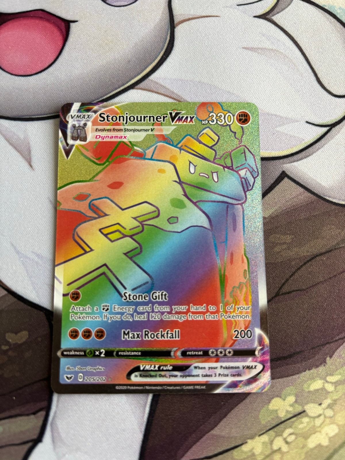 Stonjourner VMAX Rainbow Rare Pokémon Kaart, Ophalen of Verzenden, Zo goed als nieuw, Losse kaart, Foil