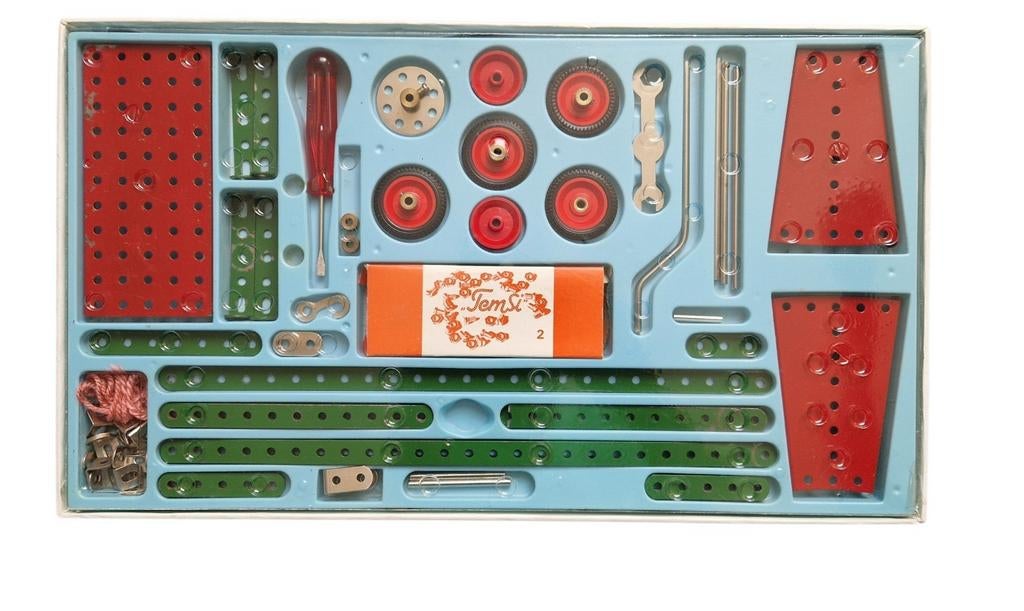 vintage TEMSI metalen constructiedoos nr. 2, Ophalen of Verzenden, Gebruikt, Educatief, 6 tot 9 jaar