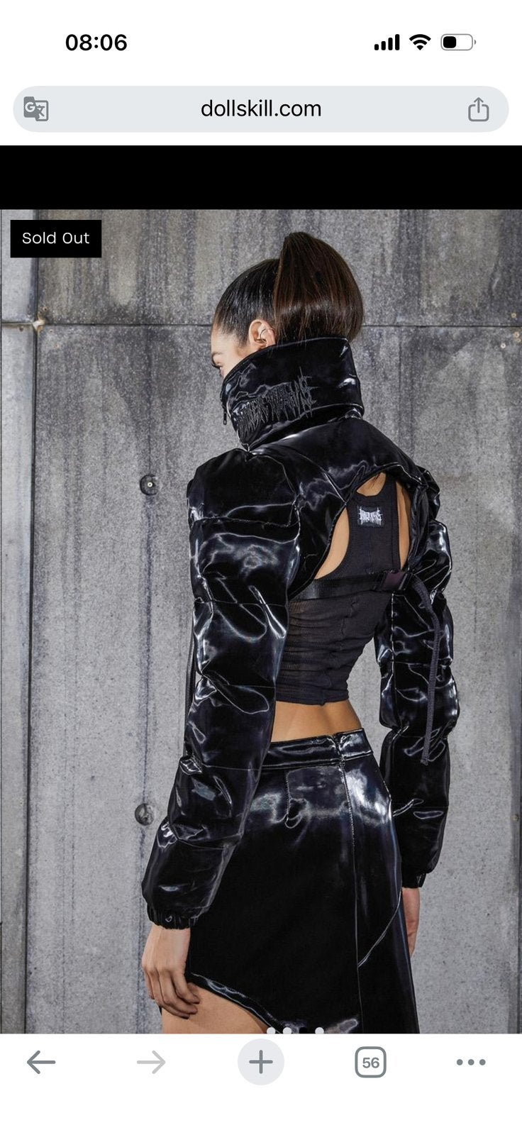 Dolls Kill Darker Wavs Vinyl High Neck Zip Up Shrug Jacket M, Ophalen of Verzenden, Nieuw