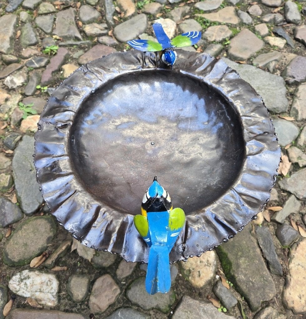 VOGELSCHAAL MEESJES OP STEKER - HAND MADE - STREET ART, Ophalen of Verzenden, Nieuw