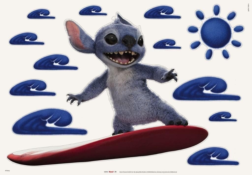 Stitch Muursticker Waves 50x70 cm - Disney, Ophalen of Verzenden, Nieuw, Film, Tv of Omroep