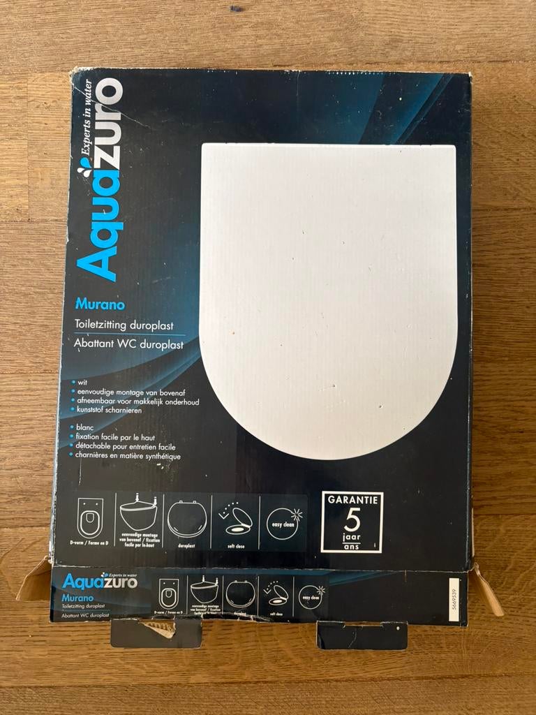 Toiletzitting aquazuro murano. Toiletbril wit. Nieuw!, Ophalen of Verzenden, Nieuw, Toilet