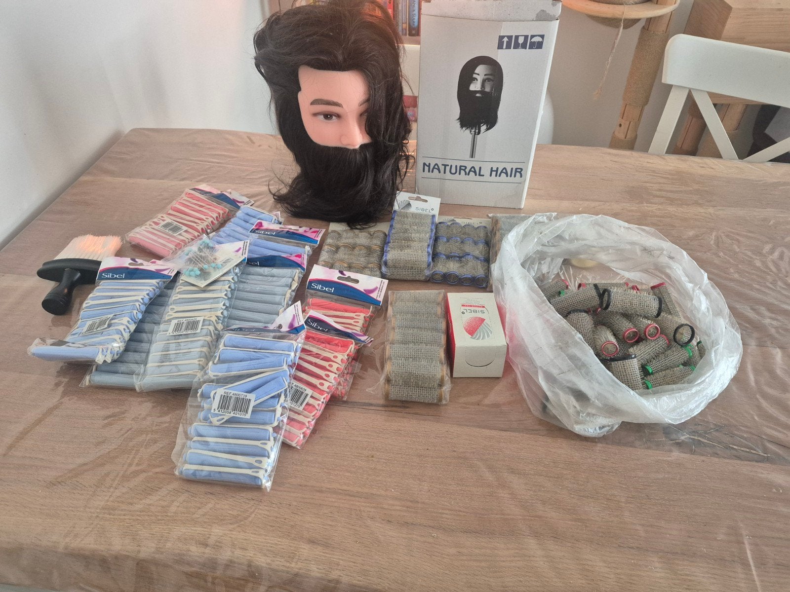 Kappers oefenhoofd met krulspelden en accessoires, Ophalen, Zo goed als nieuw, Overige typen