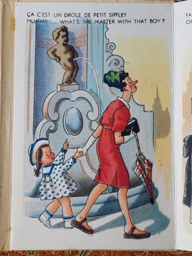 Tien mooie oude Manneke Pis kaarten als complete serie 1945., Antiek en Kunst, Ophalen of Verzenden