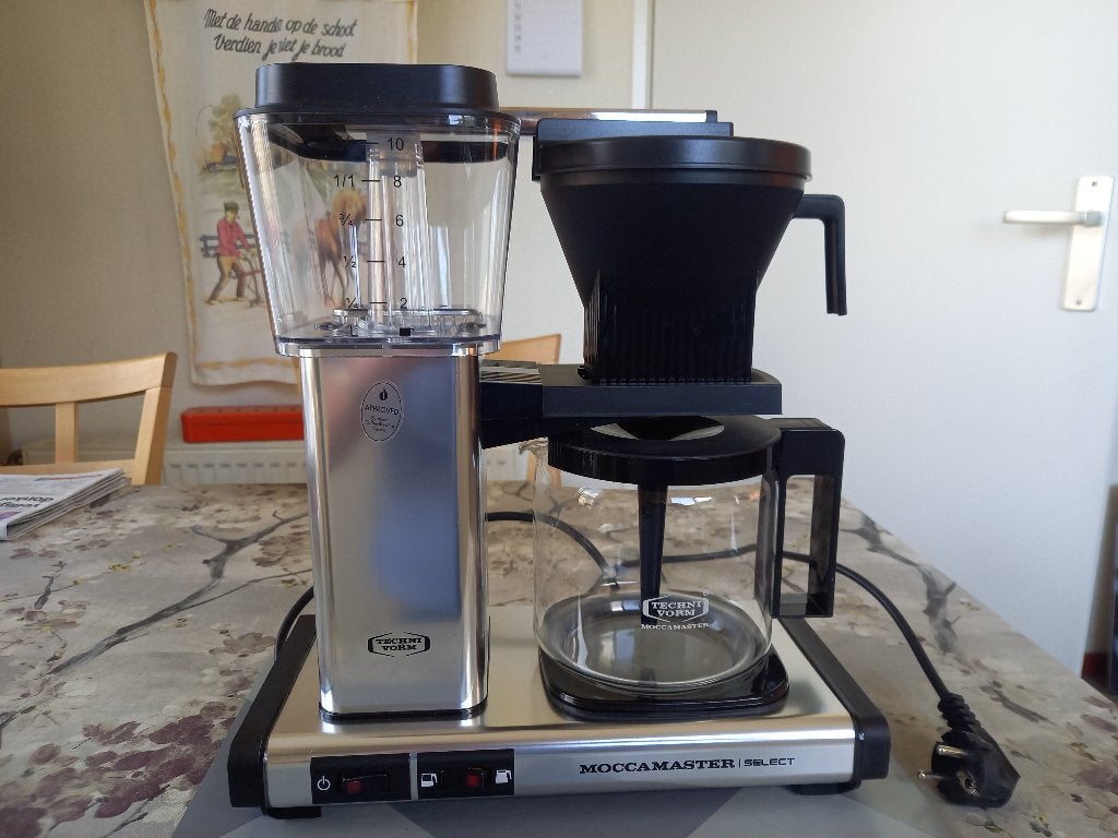 Douwe Egberts Technivorm Moccamaster select, Koffiemachine, Gemalen koffie, Zo goed als nieuw, 4 tot 10 kopjes