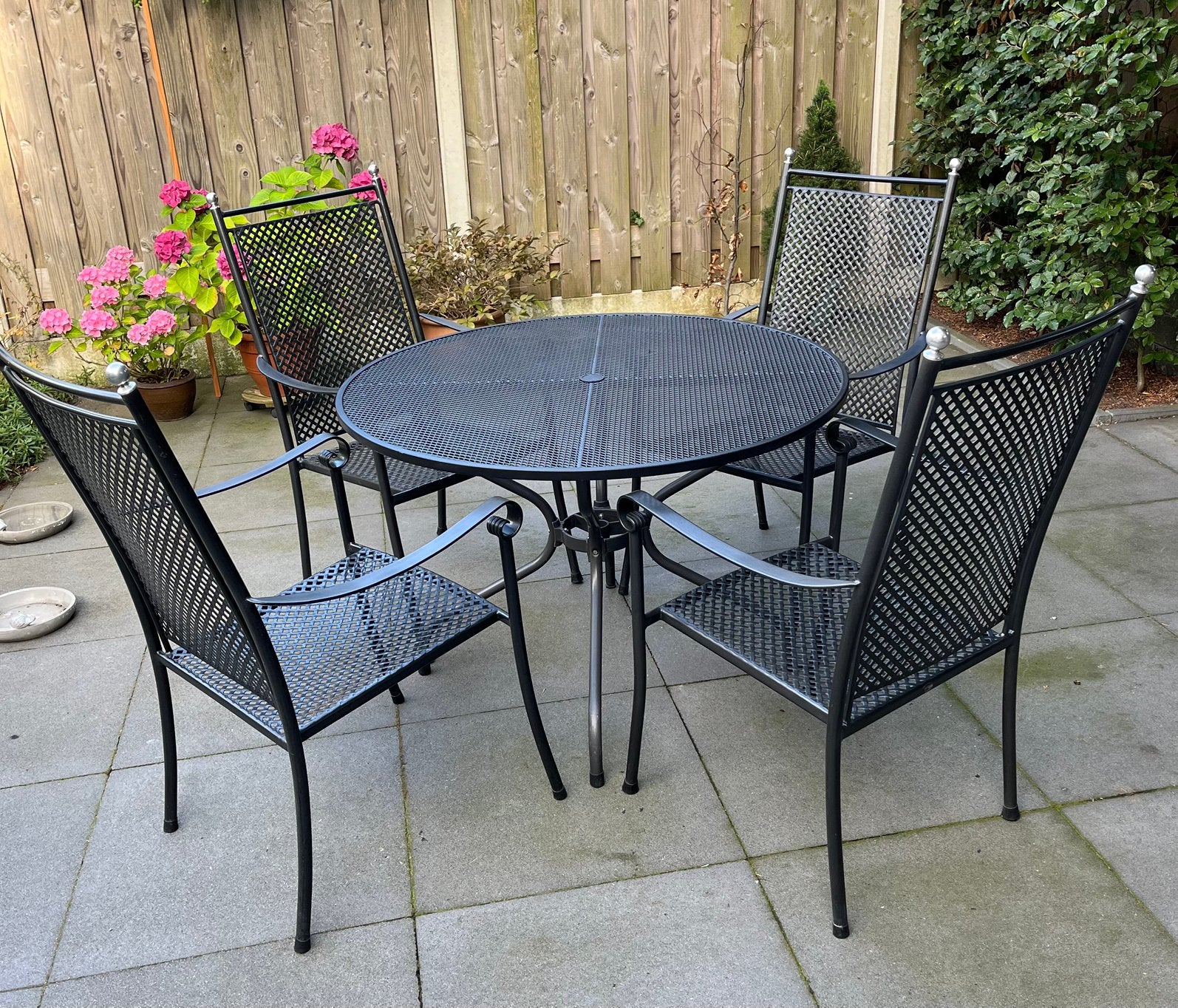 Tuinset Ketler, 4 stoelen, 4 kussens, 1 tafel, antraciet., Ophalen, Gebruikt, Tuinset, Eettafel