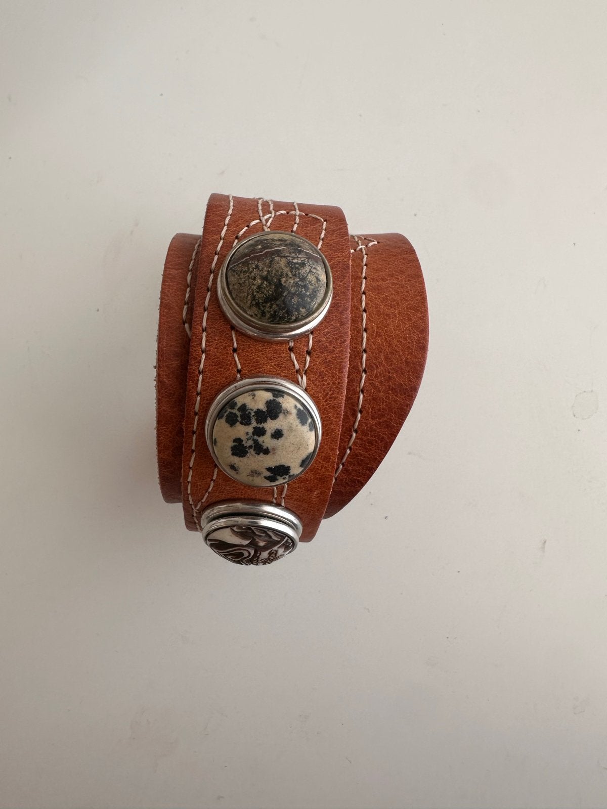 Noosa Amsterdam Wikkelarmband S met 3 originele chuncks, Gebruikt, Bruin, Leer, Ophalen of Verzenden