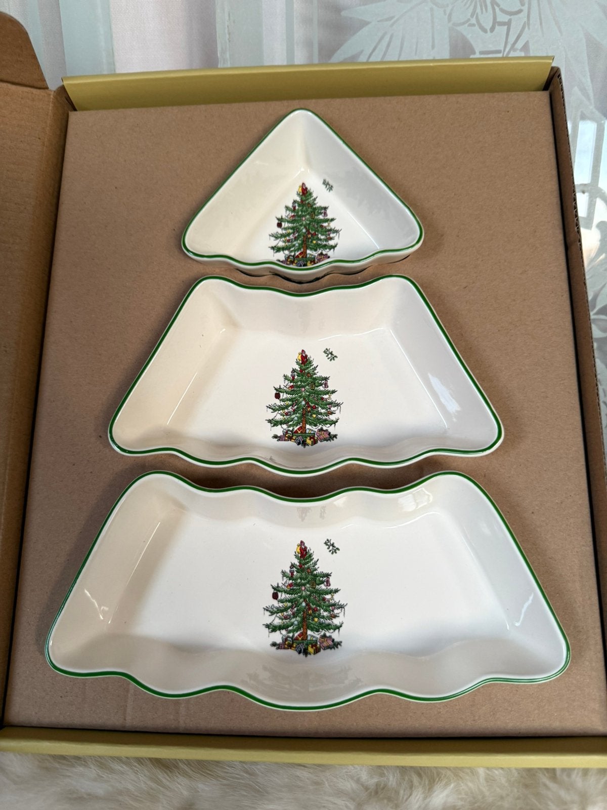 Spode Christmas Tree kerstboom snack schaal nieuw in doos, Ophalen, Nieuw