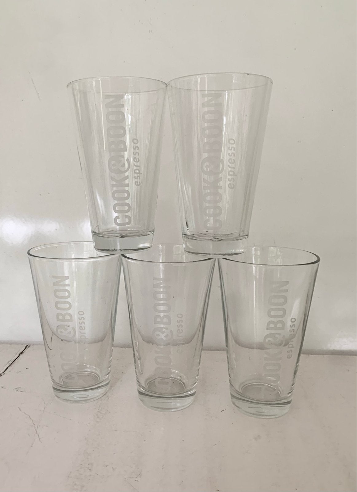5 glazen 'Cook & Boon espresso nieuw als in nooit gebruikt, Ophalen of Verzenden, Nieuw, Glas, Glas of Glazen