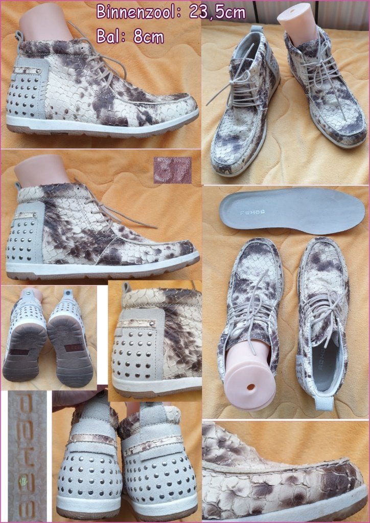 REHAB beige-ecru leren sneakers maat 37 zgan, Beige, Ophalen of Verzenden, REHAB, Sneakers of Gympen