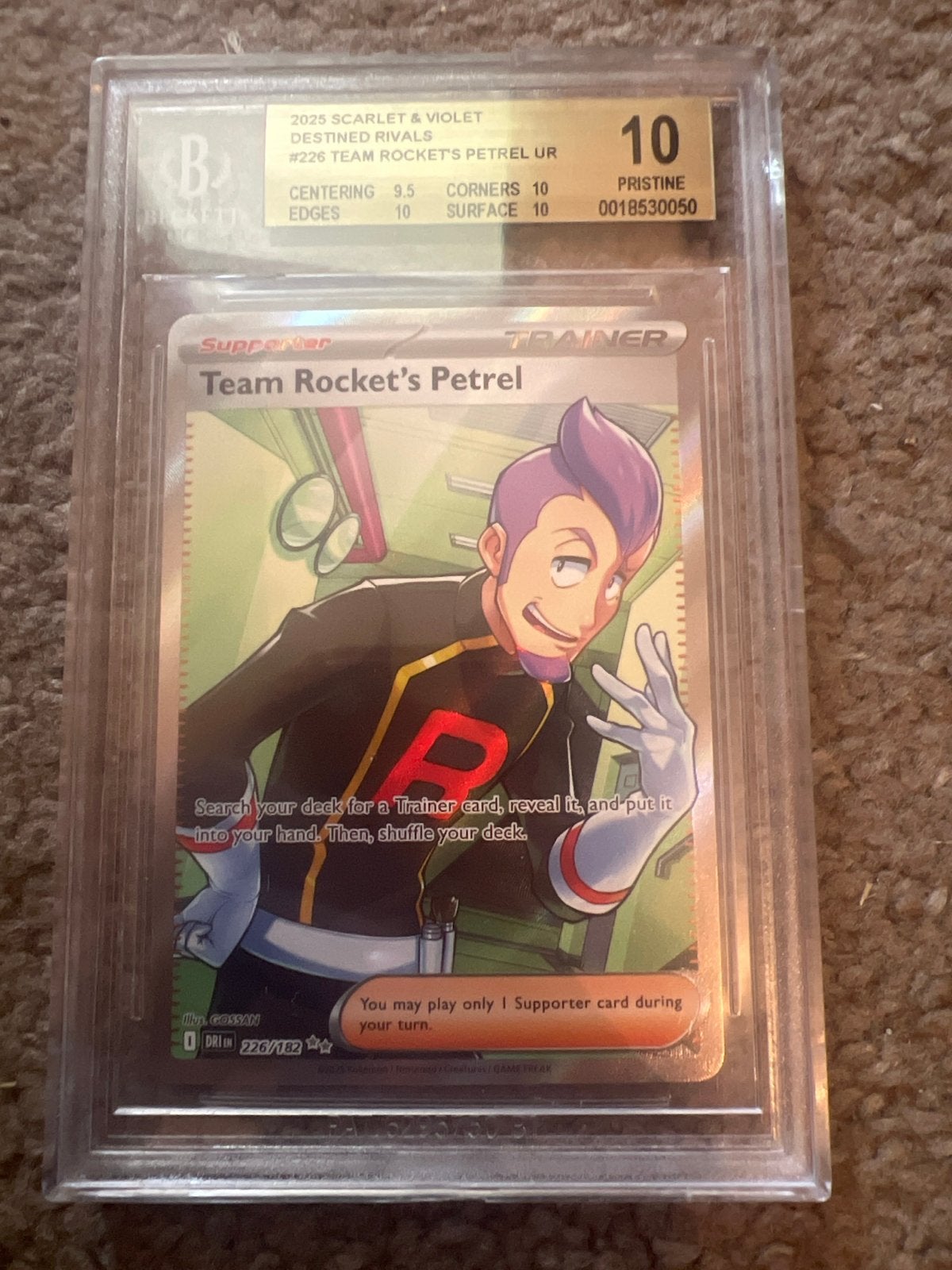 Pokémon Team Rocket's Petrel UR 226/182 PSA 10, Ophalen of Verzenden, Nieuw, Losse kaart