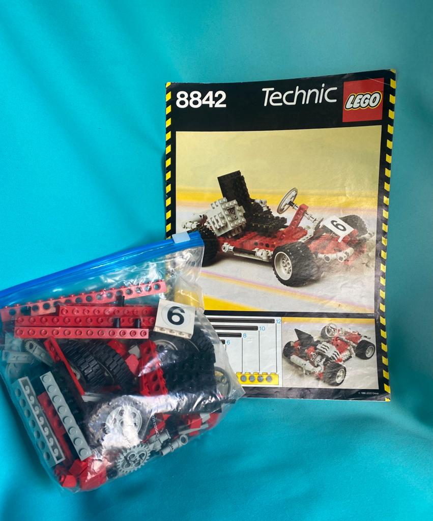 Oude lego technic 8842 auto cilinder motor rode go-kart, Gebruikt, Lego, Ophalen of Verzenden, Complete set