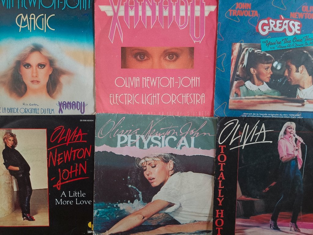 6X FRANSE SINGLE OLIVIA NEWTON JOHN GREASE, Verzenden, 7 inch, Zo goed als nieuw, Pop